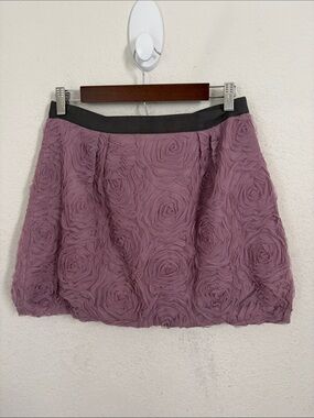 Y2k J.Crew Size 4 Purple Rosette Textured Mini Skirt Floral A-Line Party Wedding